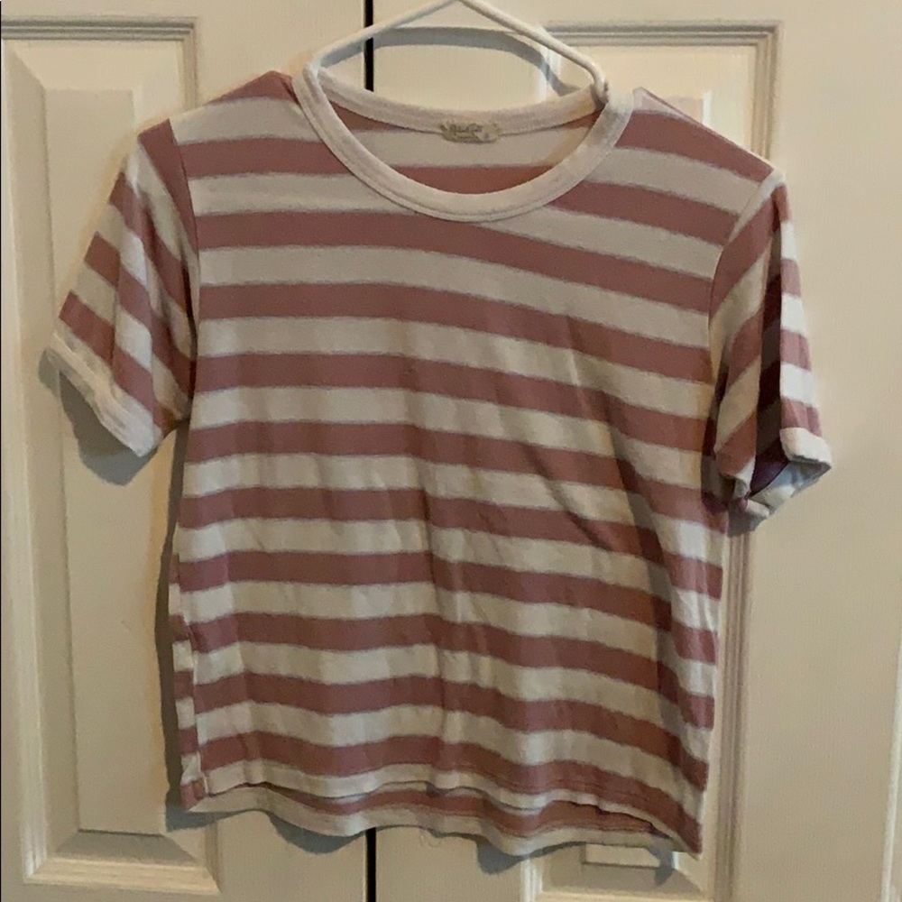 Brandy Melville Pink and White Stripped Tee